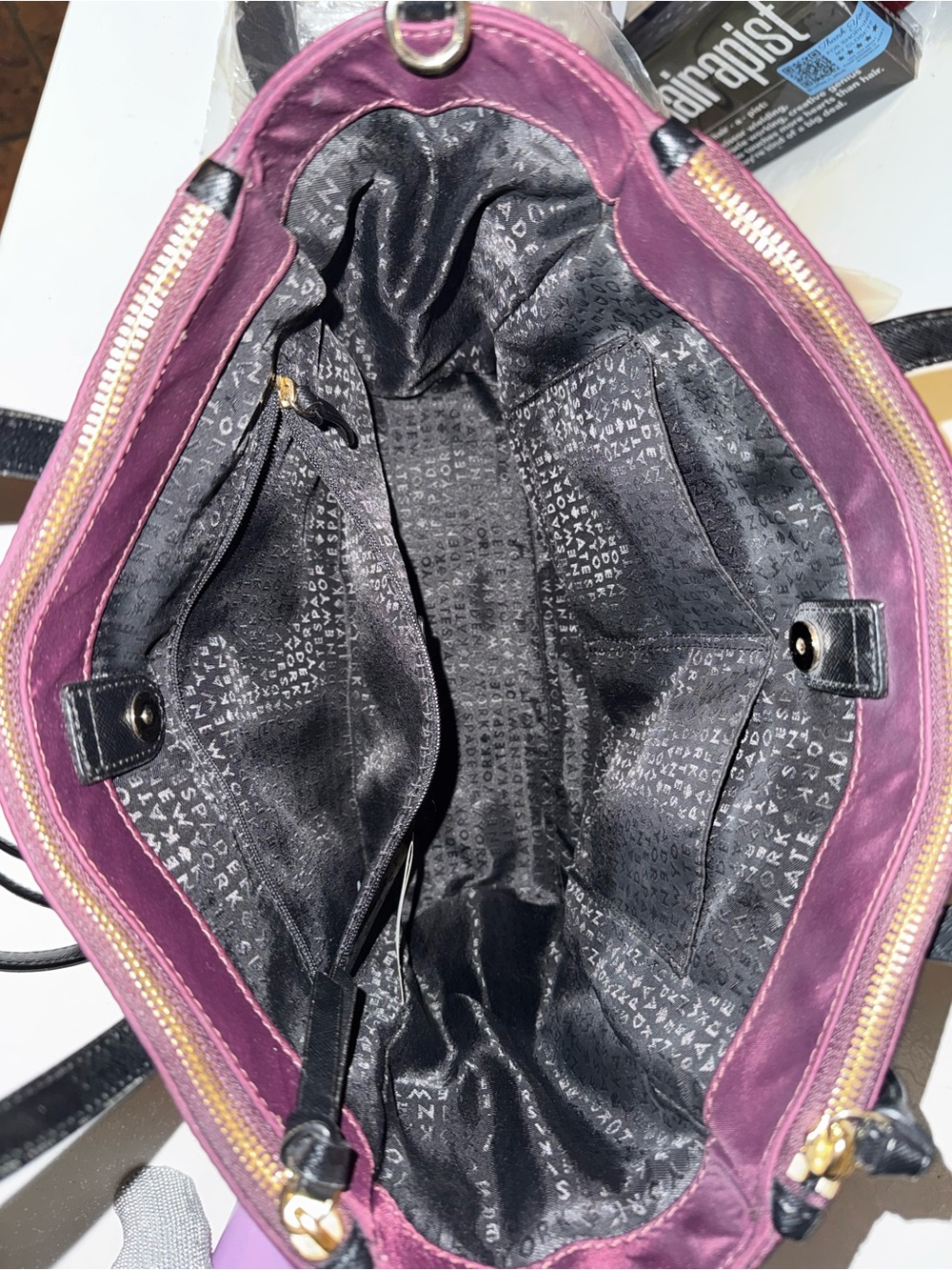 Kate Spade New York Wilson Road Embellished Alyse Bag Purse Plum Black - EUC - Picture 9 of 16